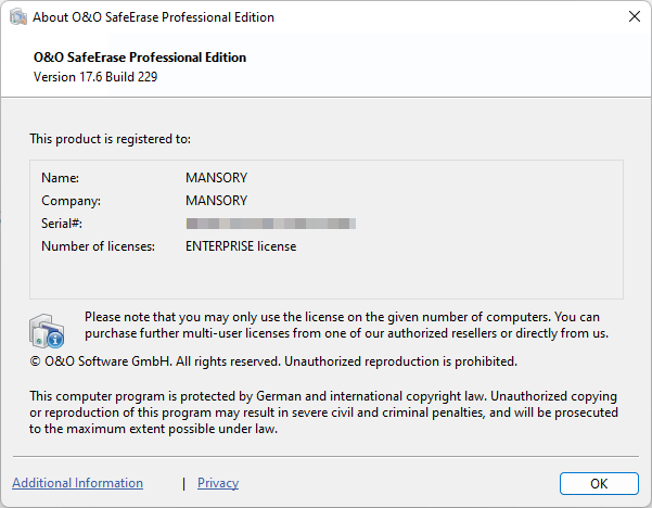 O&O SafeErase Professional / Server 17.6.229