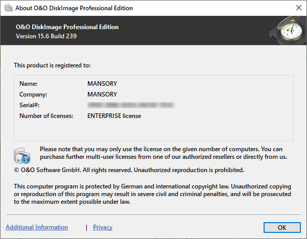 O&O DiskImage Professional 15.6 Build 239