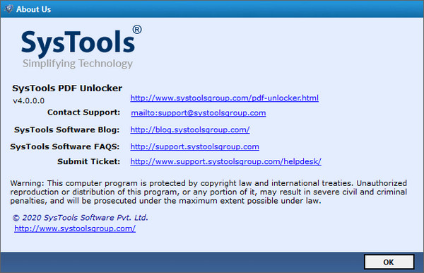 SysTools PDF Unlocker 4.0.0.0