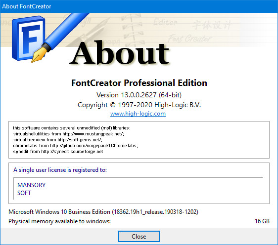 High-Logic FontCreator 13.0.0.2627