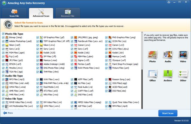 Amazing Any Data Recovery 9.9.9.8