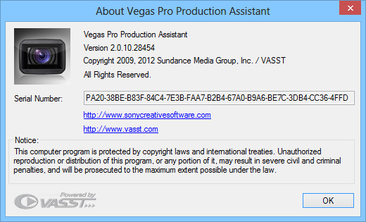 Sony Vegas Pro Production Assistant